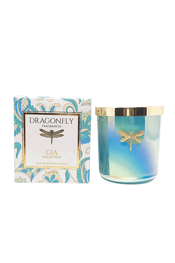 Dragonfly Fragrances Gia Candle Iridescent Aqua Lemon & Green Tea
