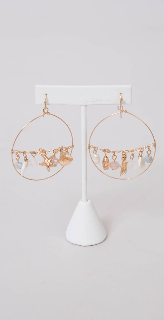 Dainty Ivy Starfish and Beaded Earrings Neutral 