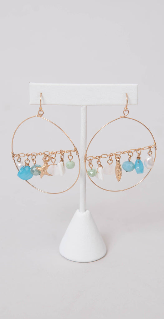 Dainty Ivy Starfish and Beaded Earrings Turquoise 
