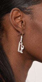 Dainty Ivy Color Wine & Glass Earrings White