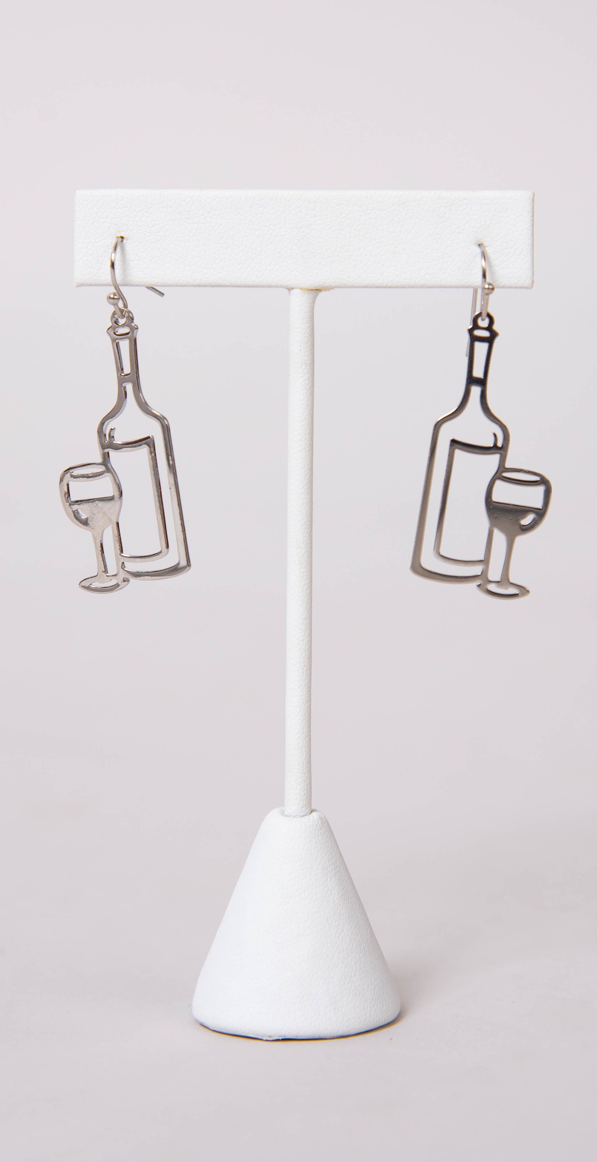 Dainty Ivy Color Wine & Glass Earrings Silver