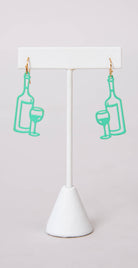 Dainty Ivy Color Wine & Glass Earrings Mint