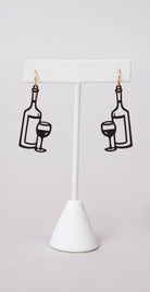 Dainty Ivy Color Wine & Glass Earrings Black