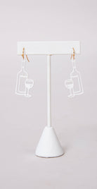Dainty Ivy Color Wine & Glass Earrings White