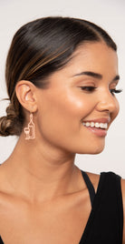 Dainty Ivy Color Wine & Glass Earrings Peach