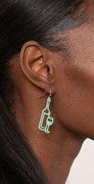 Dainty Ivy Color Wine & Glass Earrings Mint