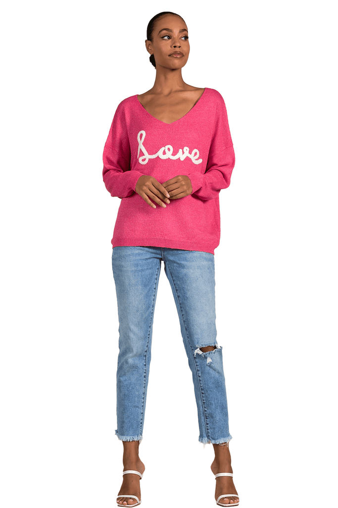 Elan Love Sweater Fuchsia Love