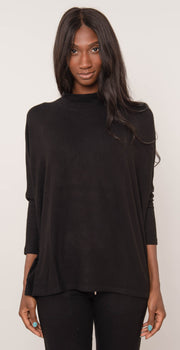 French Kyss Mock Neck Top Black