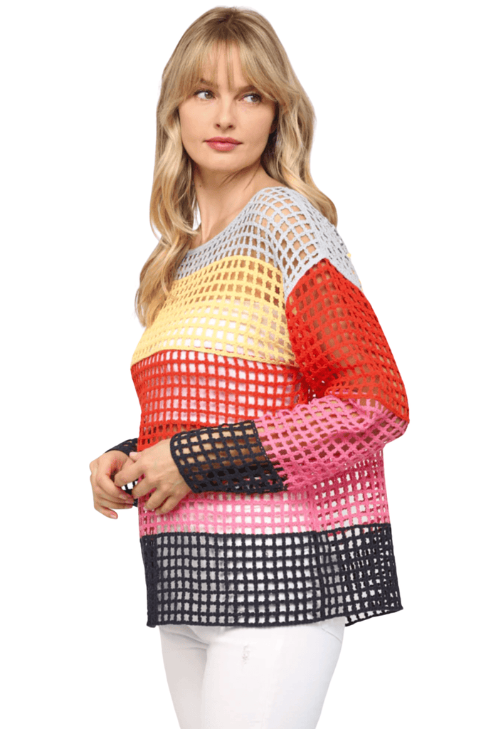 Fate By LFD Stripe Eyelet Knitted Pullover Multi