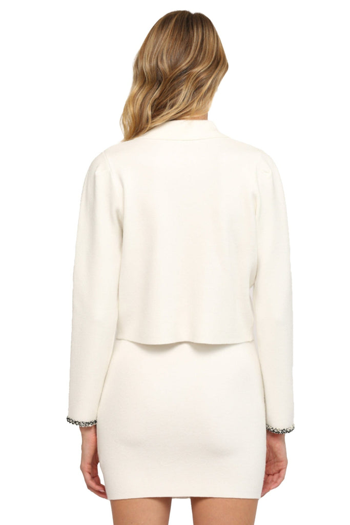 Fate By LFD Contrast Trim Knitted Jacket Cream