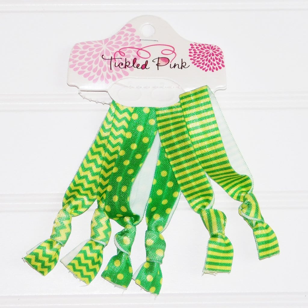 Tickled Pink Gameday Hair Tie Set - Green/Gold