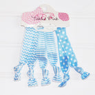 Tickled Pink Gameday Hair Tie Set - Light Blue/White