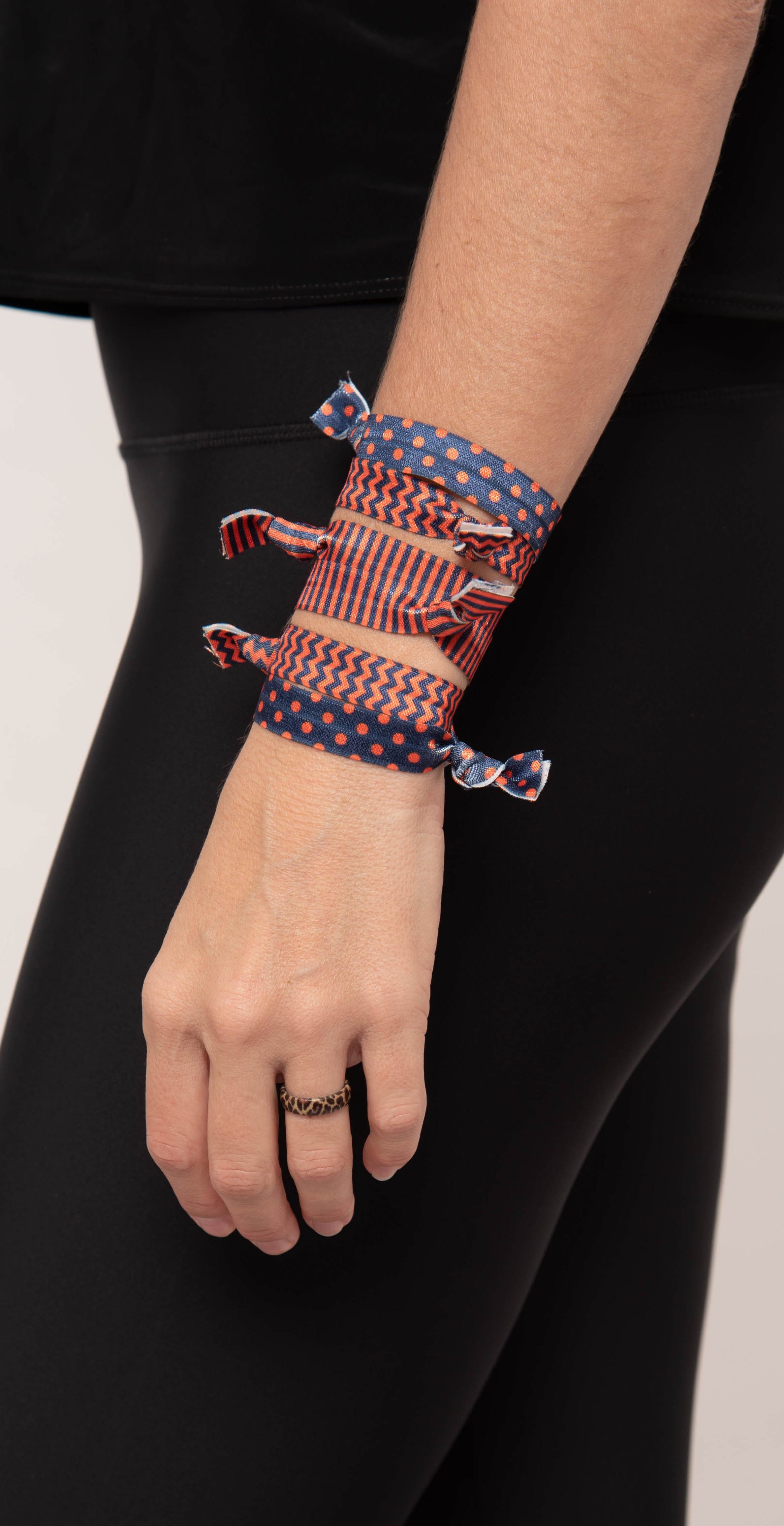 Gameday Hair Tie Set - Navy/Orange