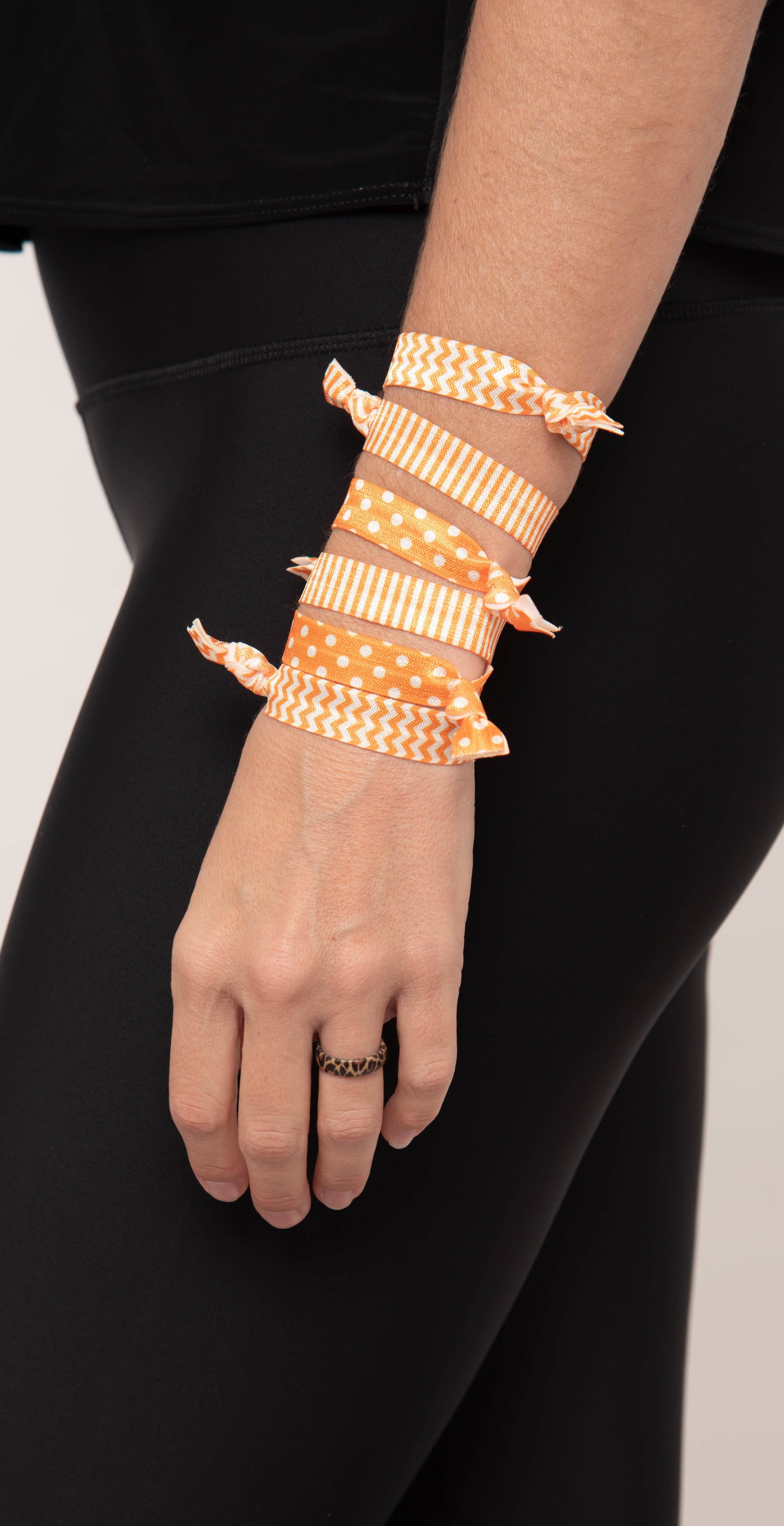 Tickled Pink Gameday Hair Tie Set - Orange/White