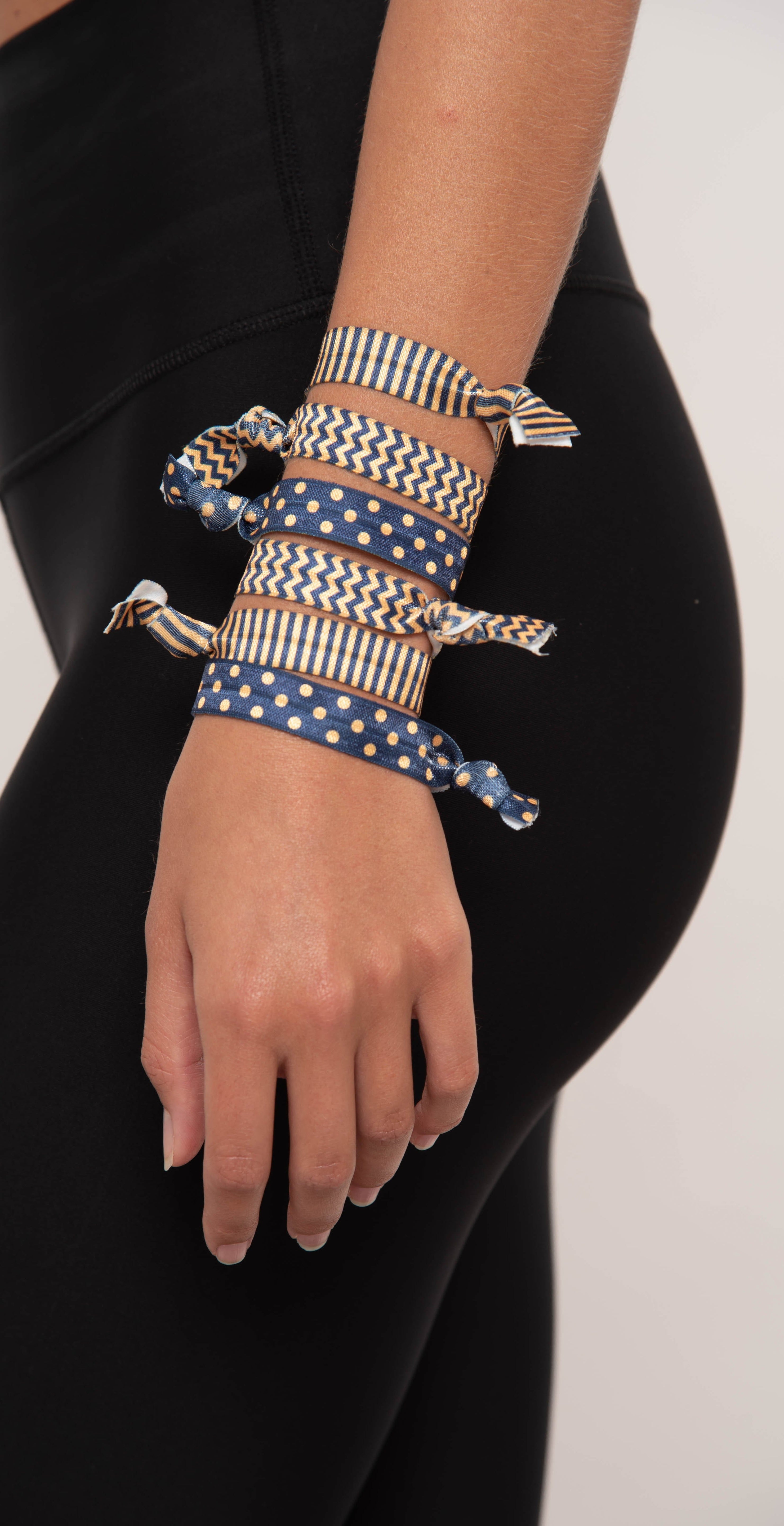 Tickled Pink Gameday Hair Tie Set - Navy/Gold