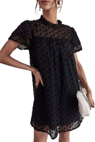 Lily Clothing Summer Sexy Straight Jacquard Dress Black