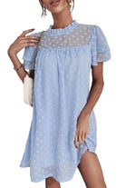 Lily Clothing Summer Sexy Straight Jacquard Dress Blue