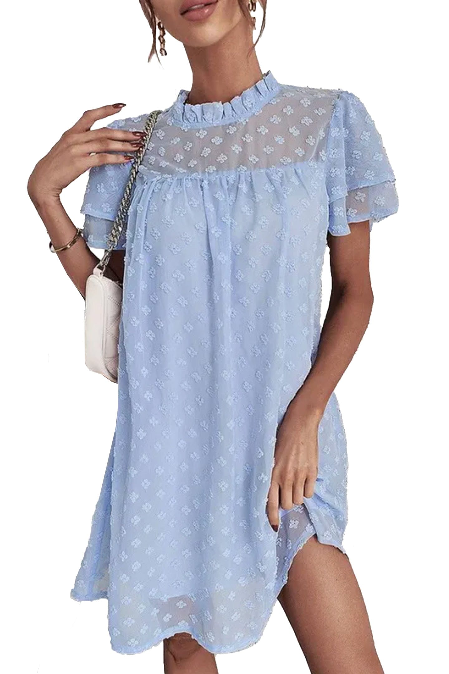 Lily Clothing Summer Sexy Straight Jacquard Dress Blue