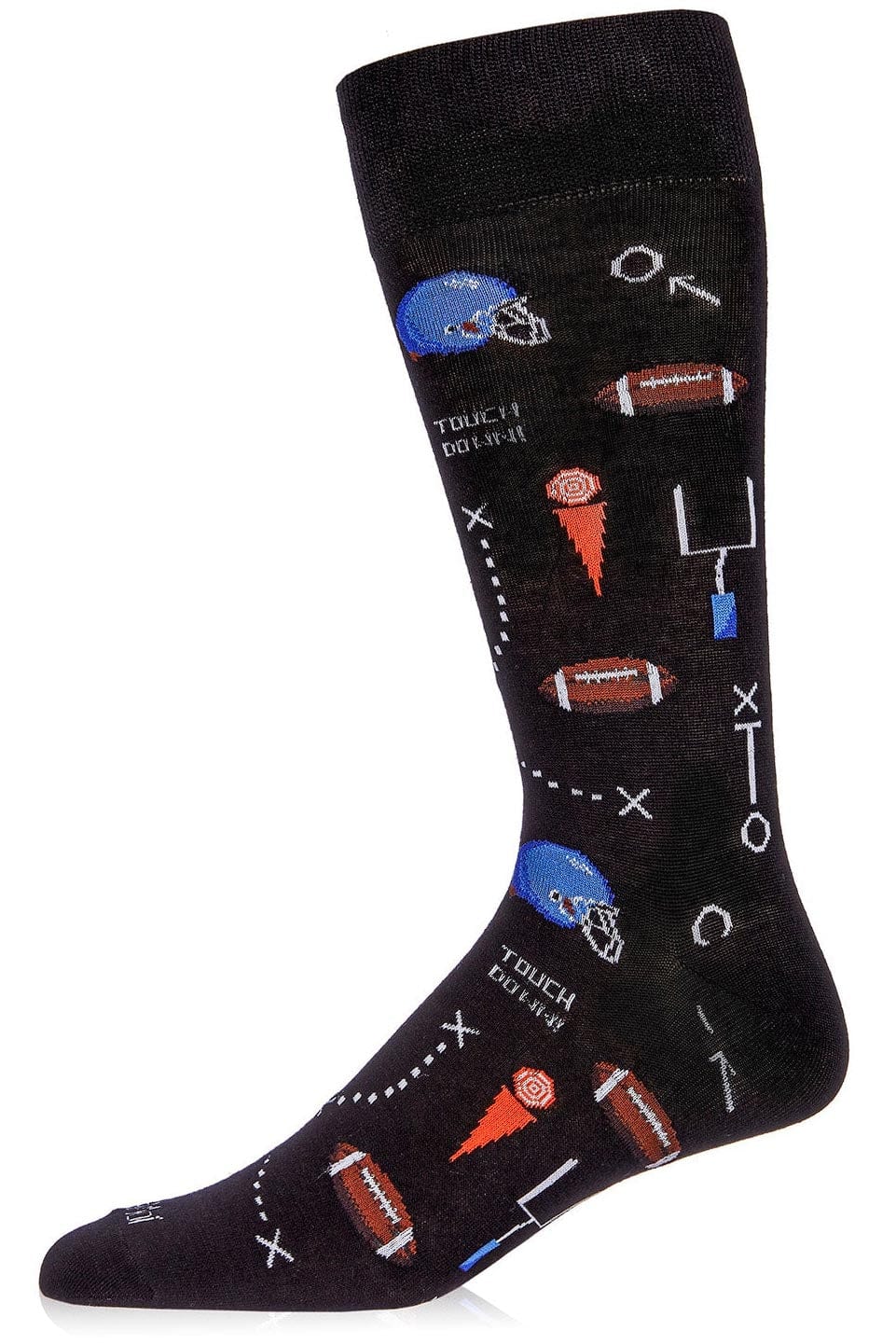 MeMoi Men's Crew Socks Touchdown Black