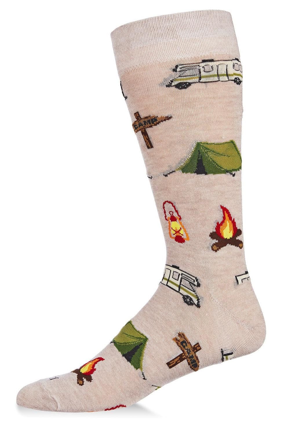 MeMoi Men's Crew Socks Happy Camper Crockery