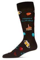 MeMoi Men's Crew Socks Happy Birthday Black