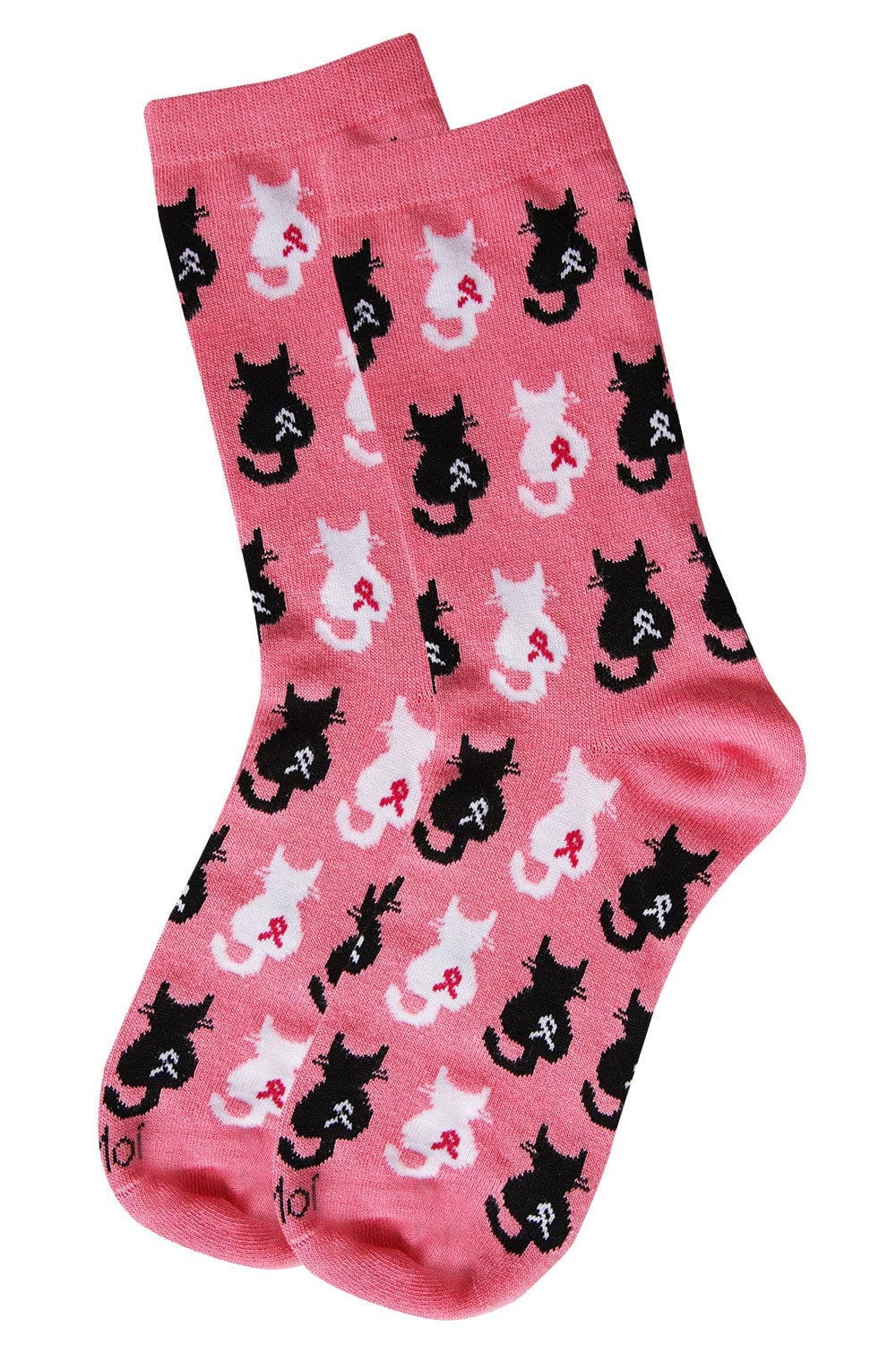 MeMoi Bamboo Blend Crew Socks Awareness Cat Confetti Pink