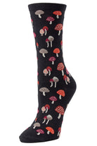 MeMoi Bamboo Blend Crew Socks Mushroom Fields Black
