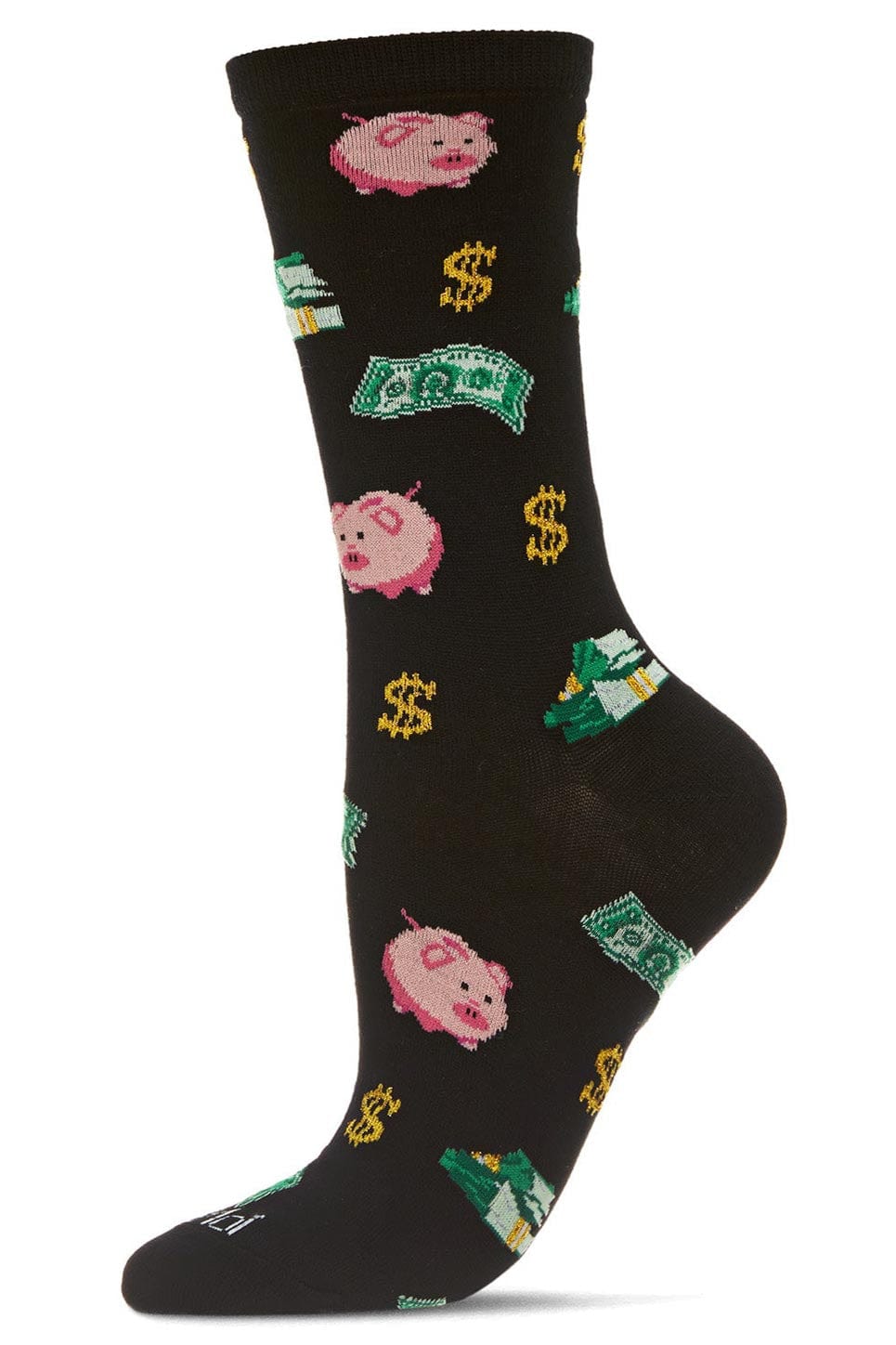 MeMoi Bamboo Blend Crew Socks Money In The Bank Black