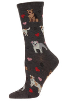 MeMoi Bamboo Blend Crew Socks Canine Friends Charcoal Heather