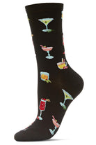 MeMoi Bamboo Blend Crew Socks Totally Tipsy Black