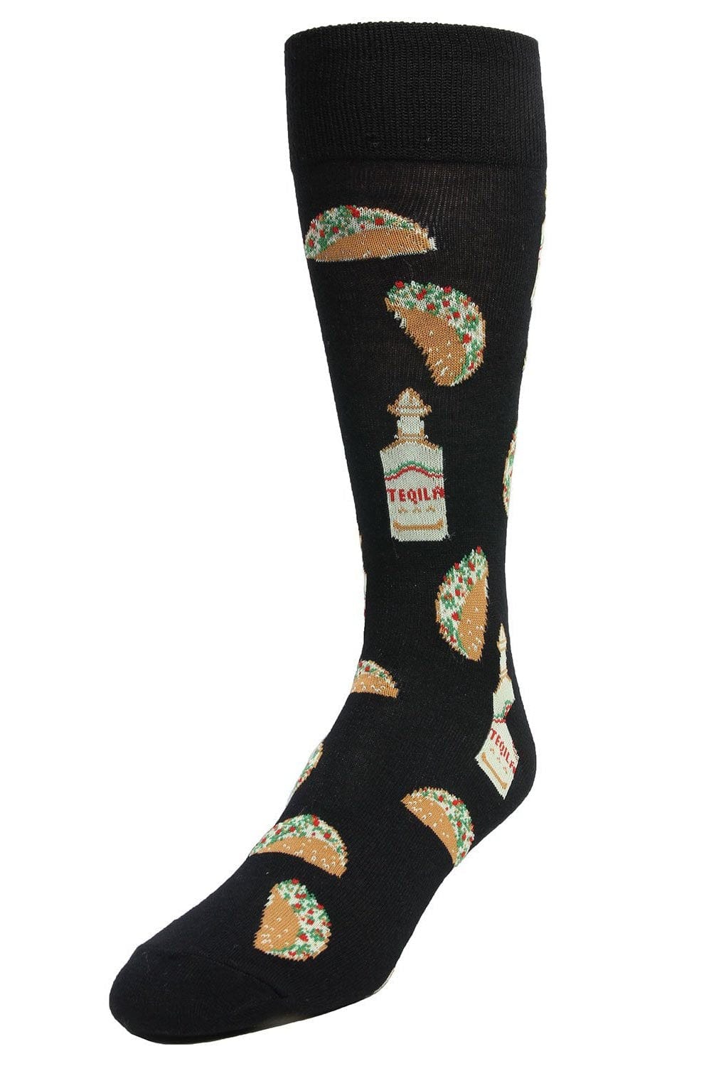 MeMoi Men's Crew Socks Taco Tuesday Black