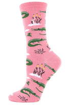 MeMoi Bamboo Blend Crew Socks Later Gator Confetti Pink