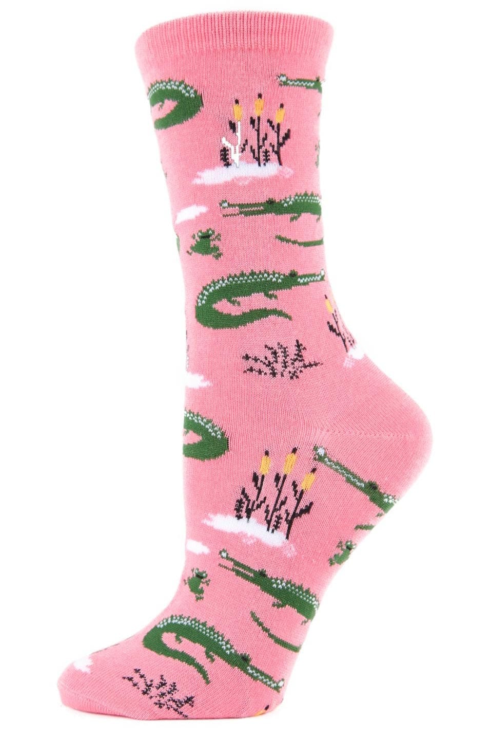 MeMoi Bamboo Blend Crew Socks Later Gator Confetti Pink