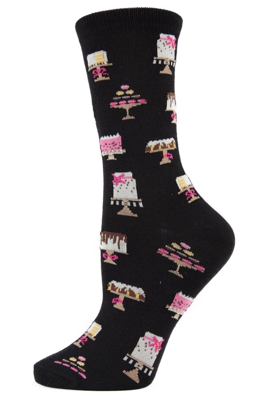 MeMoi Bamboo Blend Crew Socks Sweet Treats Black