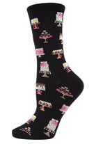 MeMoi Bamboo Blend Crew Socks Sweet Treats Black