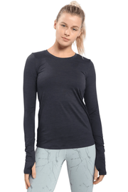 Mono B Active Long Sleeve Pullover with Thumb Holes Black