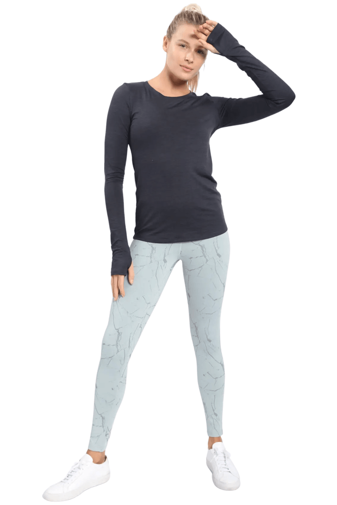 Mono B Active Long Sleeve Pullover with Thumb Holes Black