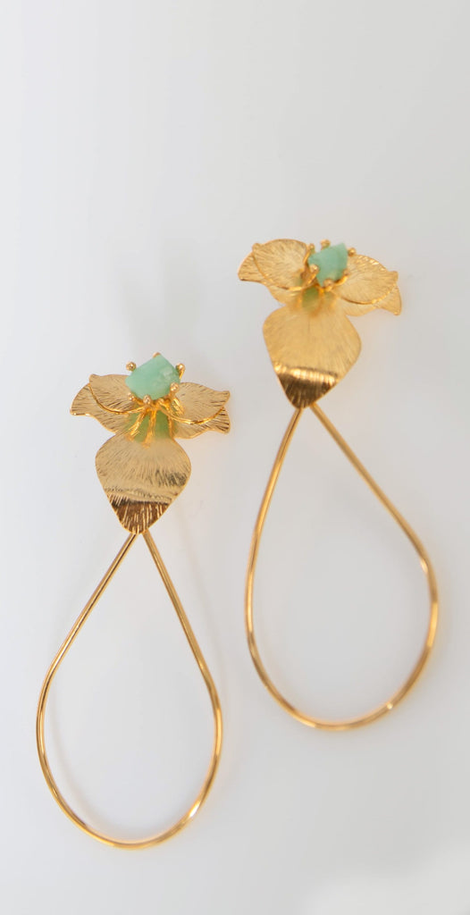 Treasure Jewels Orquid Drop Earrings Emerald