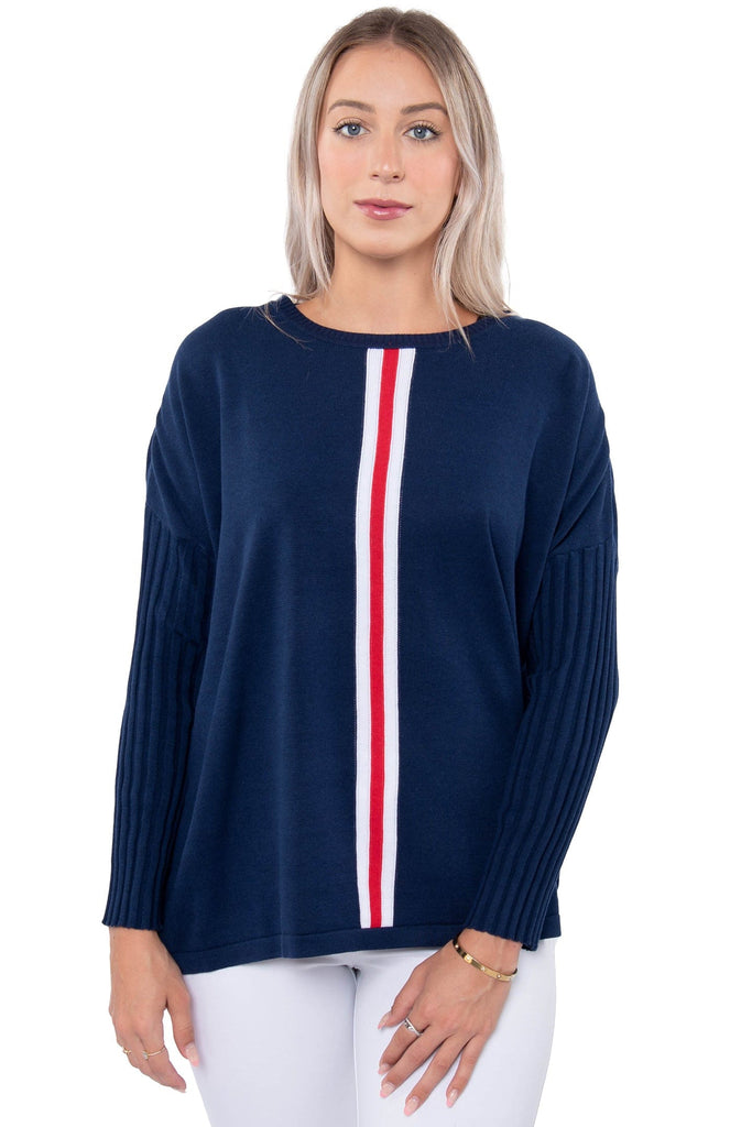 Peace of Cloth Tunic With Center Stripe Navy