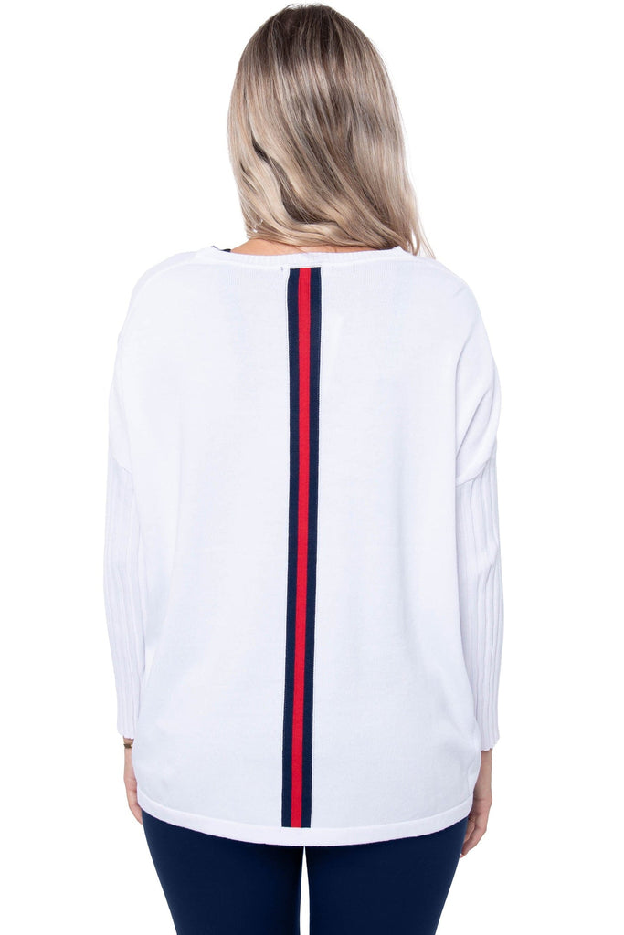 Peace of Cloth Tunic With Center Stripe White