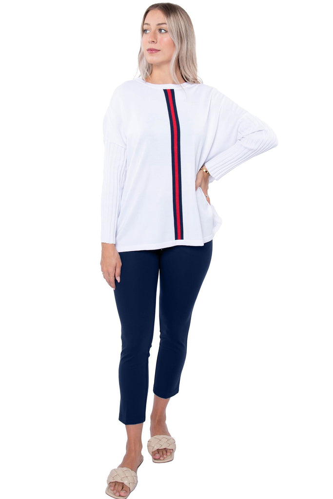 Peace of Cloth Tunic With Center Stripe White