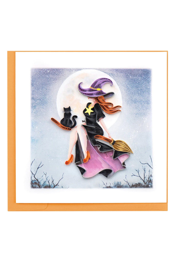 Quilling Card Quilled Witch on Broomstick Greeting Card