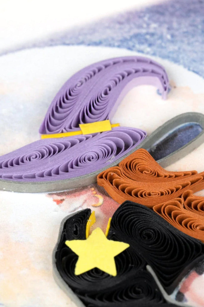 Quilling Card Quilled Witch on Broomstick Greeting Card
