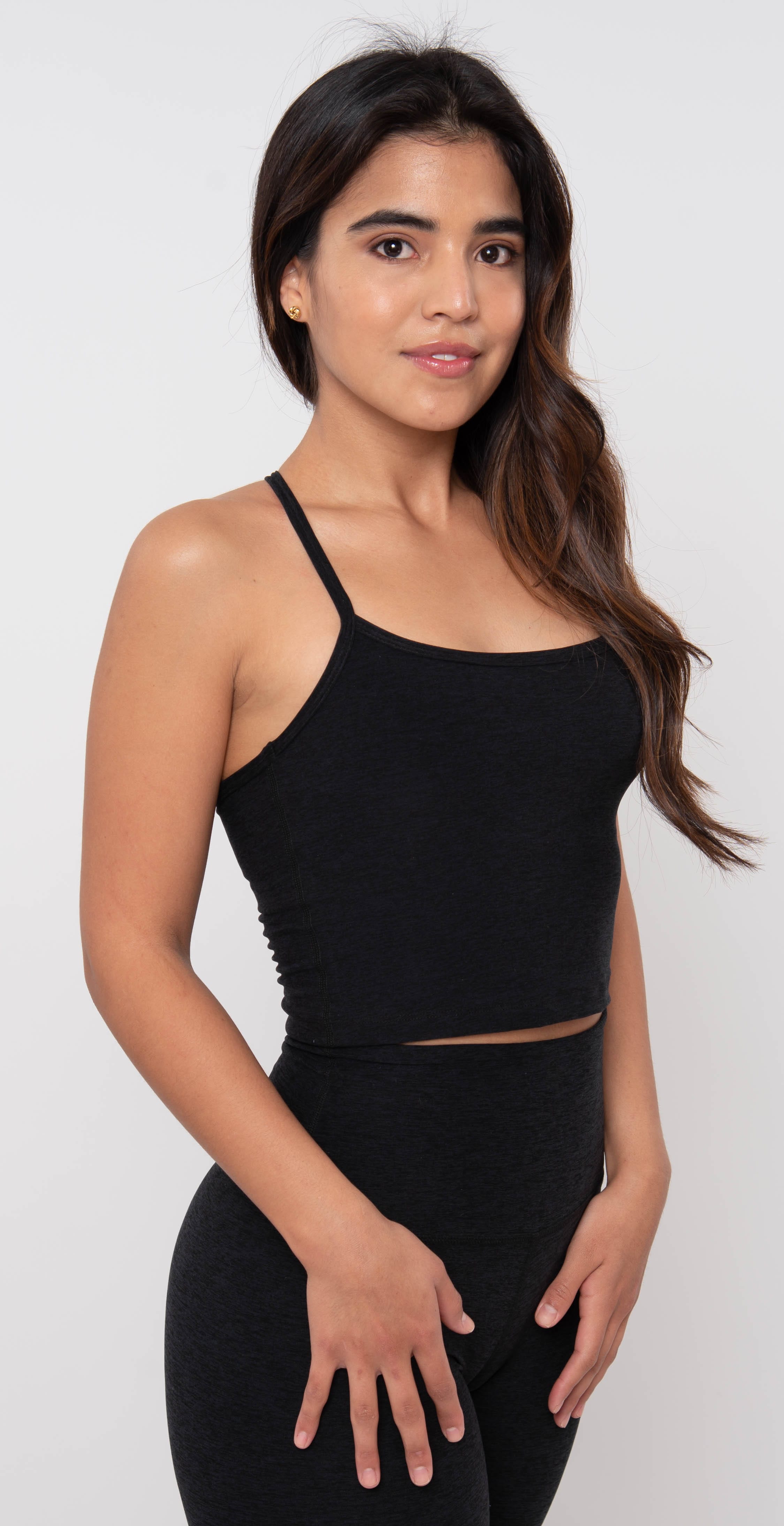 Beyond Yoga Space Dye Slim Racerback Cropped Tank Darkest Night