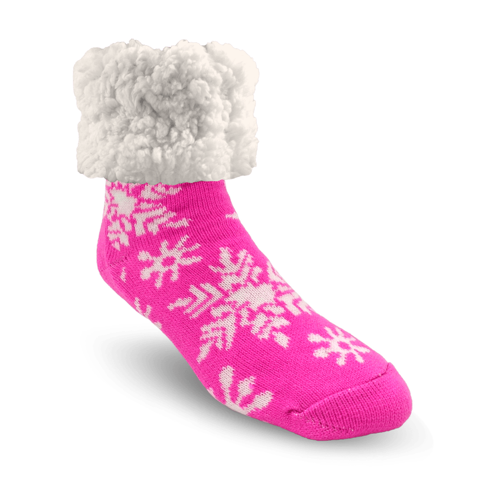 Pudus Classic Slipper Sock Pink Snowflakes