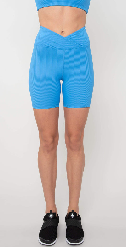 Year of Ours Ribbed V Waist Biker Short Club Blue