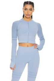 The Beginning Of Play To Win Seamless Malange Crop Jacket Azure