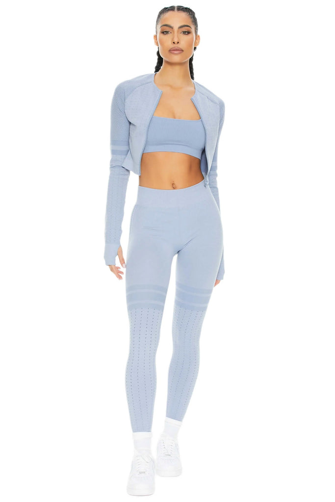 The Beginning Of Play To Win Seamless Malange Crop Jacket Azure