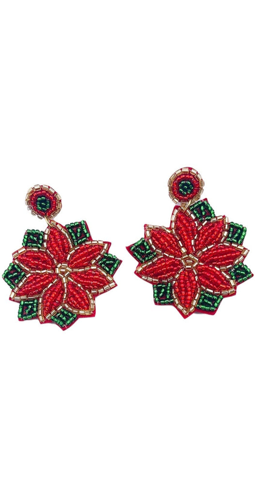 Treasure Jewels Holiday Earrings Poinsettia