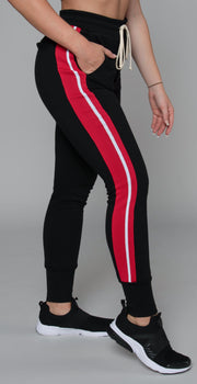 Twenty Montr̩al Pride Terry Tuxedo Stripe Pant Jet Black Red